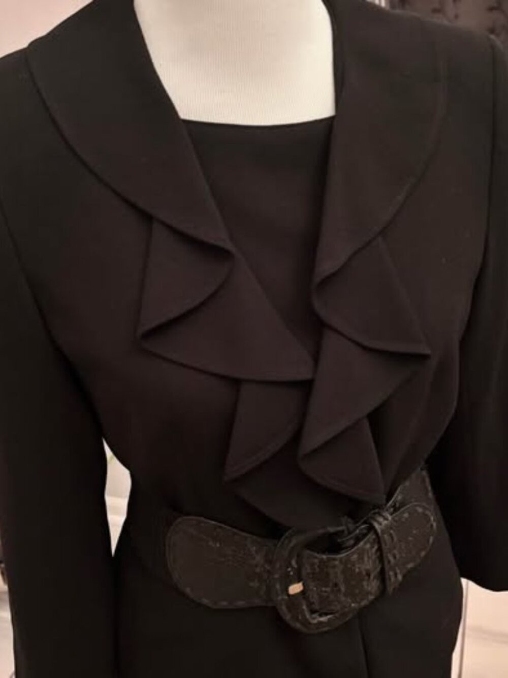 NWOT - PETER NYGARD Black Ruffle Suit - Sz 10